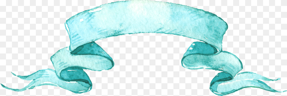 Watercolor Scroll Banner Teal Mint, Turquoise, Animal, Baby, Beluga Whale Free Transparent Png