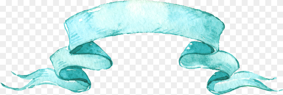 Watercolor Scroll Banner Teal Mint Marine Biology, Turquoise, Animal, Beluga Whale, Mammal Png