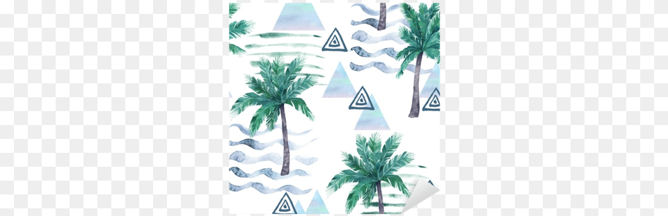 Watercolor Seamless Pattern Arembepe, Tree, Palm Tree, Plant, Leaf Free Png