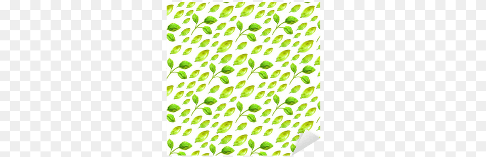 Watercolor Seamless Pattern With Green Leaf Sticker Watercolor Painting, Plant, Paper Png Image