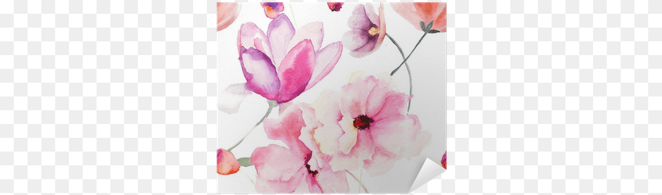 Watercolor Seamless Pattern With Pink Flowers Poster 39seamless Pattern Of Pink Flowers39 Oil Painting Print, Art, Floral Design, Flower, Graphics Free Png Download
