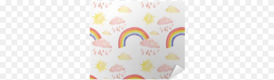 Watercolor Seamless Pattern With Rainbow Clouds Raindrops Watercolor Painting, Home Decor, Art, Paper Free Png