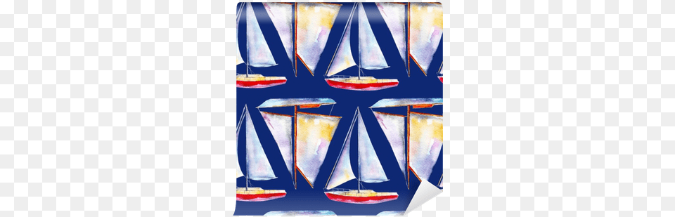 Watercolor Seamless Pattern With Sailboats Bright Watercolor Painting, Art, Boat, Modern Art, Sailboat Png Image