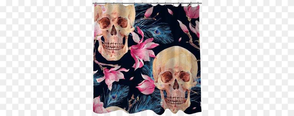 Watercolor Seamless Pattern With Skull And Magnolia Babycare Pro 800 Thread Count Duvet Cover Sets King, Art, Collage, Petal, Plant Png Image