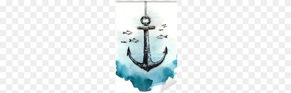 Watercolor Sketch Of An Anchor Underwater Wall Mural Underwater Anchor Sketch, Electronics, Hardware, Hook Free Transparent Png