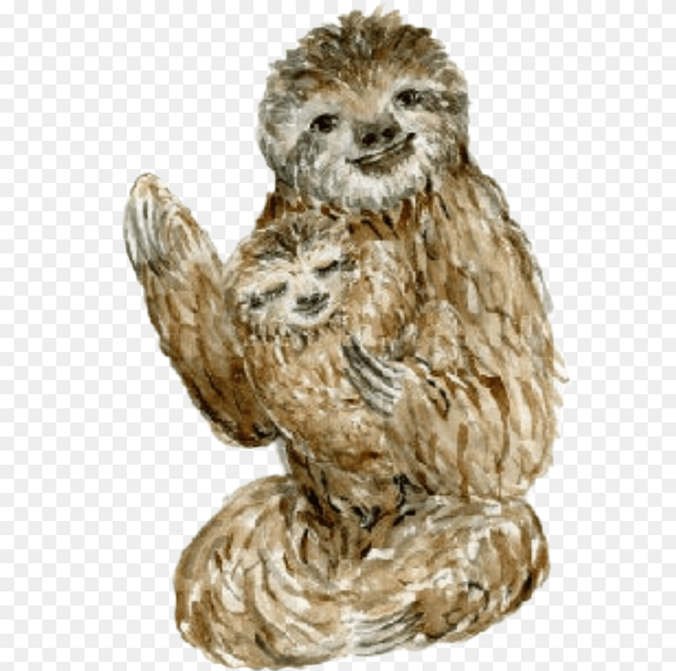 Watercolor Sloth Sloths Baby Mother Father Mothersday Punxsutawney Phil, Animal, Wildlife, Mammal, Three-toed Sloth Free Transparent Png