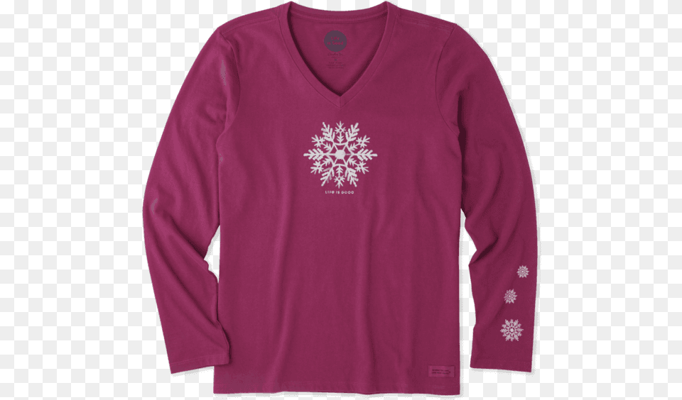 Watercolor Snowflake Long Sleeve Crusher Vee Long Sleeved T Shirt, Clothing, Long Sleeve, Knitwear, Sweater Png