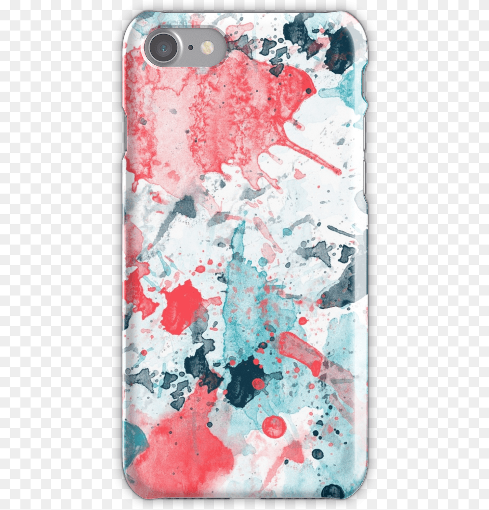 Watercolor Splatter Of Coral And Blue Iphone 7 Snap Iphone, Electronics, Mobile Phone, Phone, Art Png
