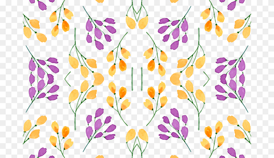 Watercolor Spring Summer Flowers Orange And Purple Motif, Pattern, Art, Floral Design, Graphics Png