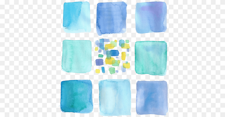 Watercolor Squares Photoshop Linens, Ice, Home Decor, Turquoise Png Image
