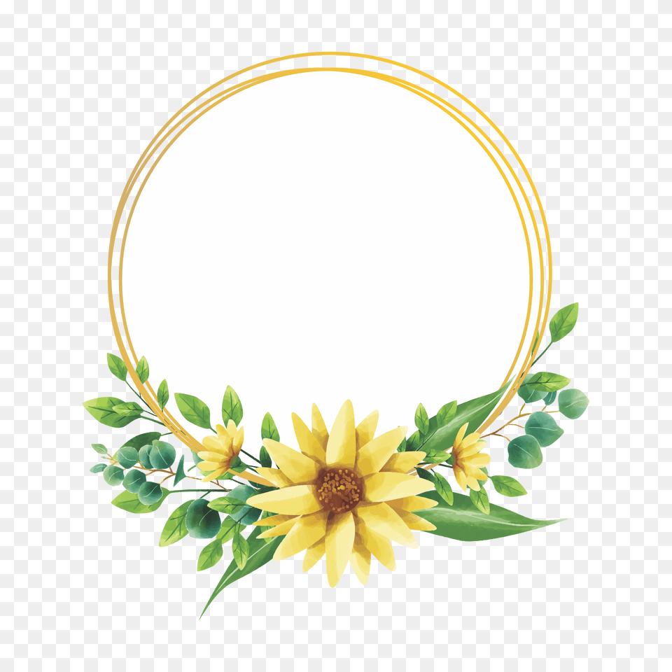Watercolor Style Sunflower Frame Design Download Arco De Girassol, Flower, Plant, Daisy, Pattern Png