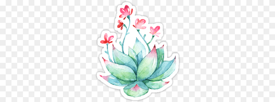 Watercolor Succulent Sticker Also Buy This Artwork Watercolor Tumblr Stickers Transparent, Art, Pattern, Graphics, Floral Design Free Png
