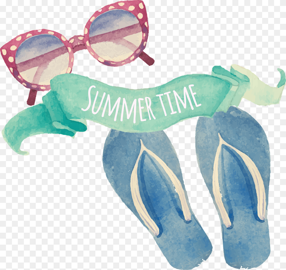 Watercolor Summer Illustration, Clothing, Footwear, Sandal, Baby Free Transparent Png