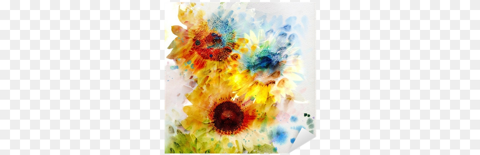 Watercolor Sunflowers Tile Coaster, Art, Plant, Painting, Sunflower Png