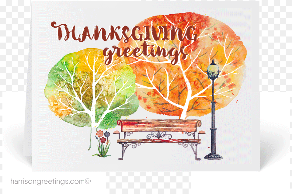 Watercolor Thanksgiving Greeting Cards Nyses, Leaf, Plant, Bench, Furniture Free Png