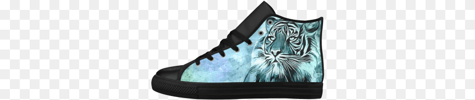Watercolor Tiger Aquila High Top Microfiber Leather High Top, Clothing, Footwear, Shoe, Sneaker Png