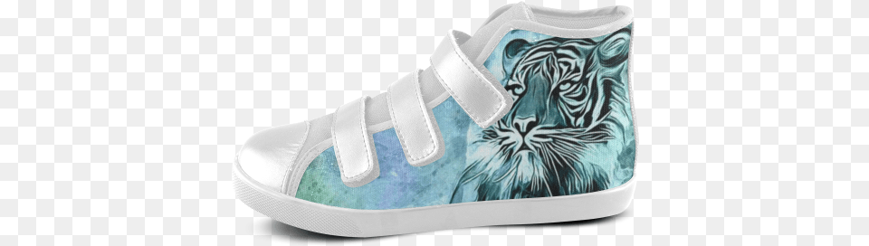 Watercolor Tiger Velcro High Top Canvas Kid39s Shoes Dongmen Custom Unisex Hatsune Miku Velcro Kids Canvas, Clothing, Footwear, Shoe, Sneaker Png