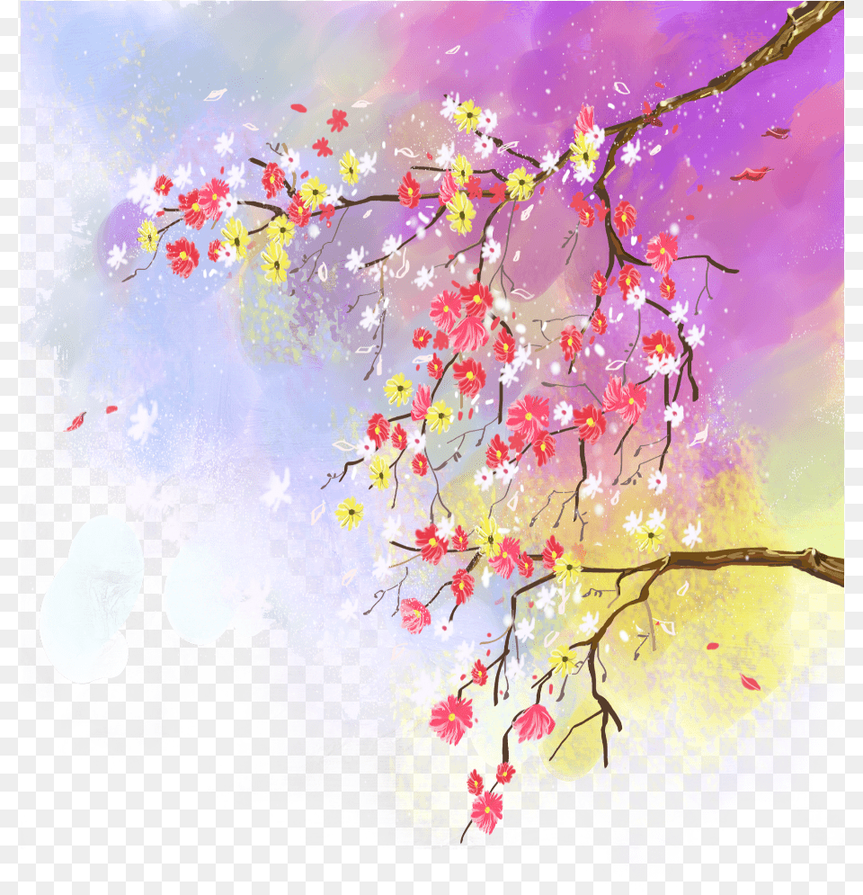 Watercolor Tree Flower Poster Painting, Plant, Art, Cherry Blossom Free Png