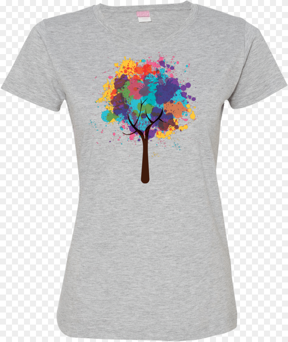 Watercolor Tree Ladies T Shirt American Dog Ladies Premium T Shirt, Clothing, T-shirt, Flower, Plant Free Png Download