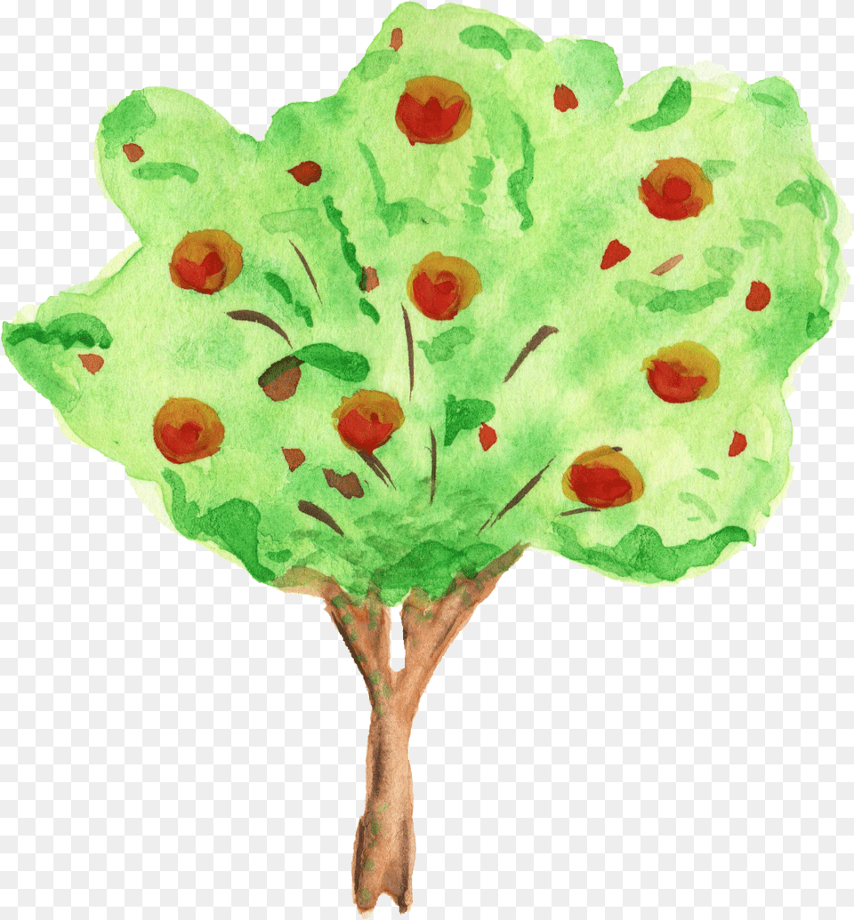 Watercolor Tree Transparent Watercolor Fruit Trees, Leaf, Plant, Art, Flower Free Png Download