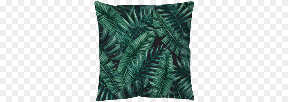 Watercolor Tropical Palm Leaves Seamless Pattern Watercolor Tropical Palm Leaves, Cushion, Fern, Home Decor, Leaf Free Transparent Png