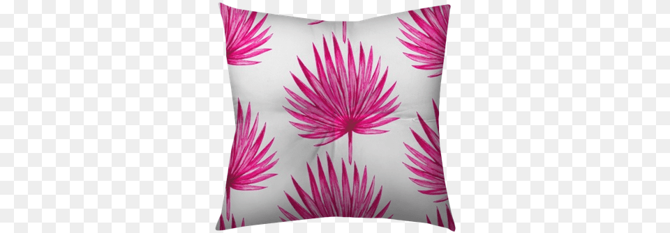 Watercolor Tropical Pink Palm Leaves Seamless Pattern Mural, Cushion, Home Decor, Pillow Free Png