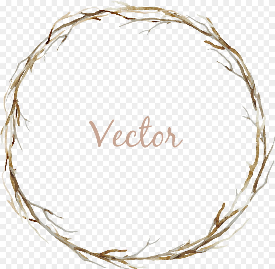 Watercolor Twig Wreath, Wire, Barbed Wire Free Png