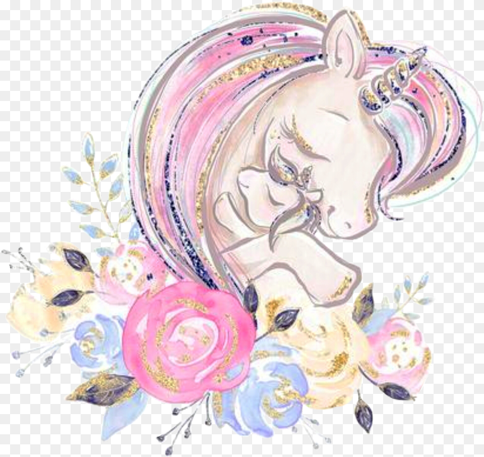 Watercolor Unicorn Babyanimals Babyunicorn Mother Mom And Baby Unicorn, Art, Accessories, Jewelry, Locket Free Png Download