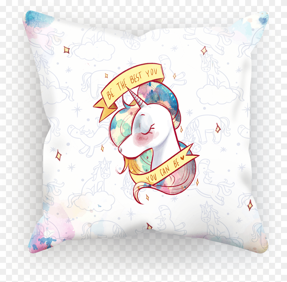 Watercolor Unicorn With Pattern Sublimation Cushion My Note My Idea Notebook Book, Home Decor, Pillow Free Transparent Png