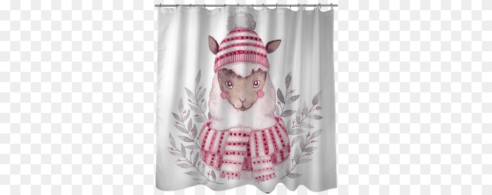 Watercolor Vector Alpaca Illustration Curtain, Clothing, Hat, Baby, Person Png