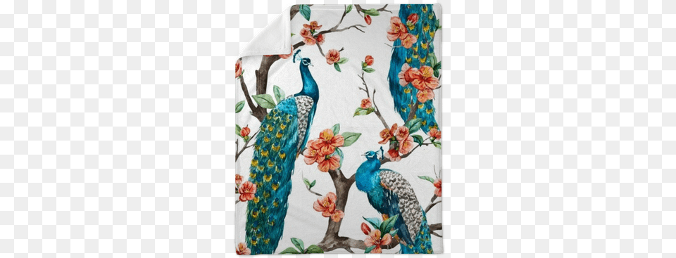 Watercolor Vector Peacock Pattern Plush Blanket Pixers Peacock Pair Wall Stickers, Animal, Bird Free Png Download