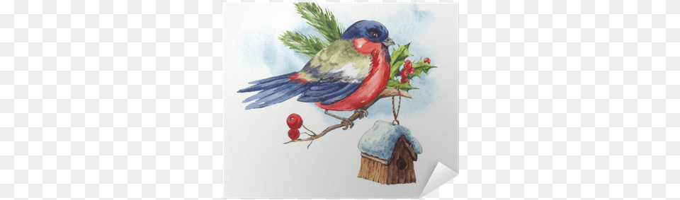 Watercolor Vintage Merry Christmas And Happy New Year Christmas Day, Animal, Bird, Finch, Art Png Image