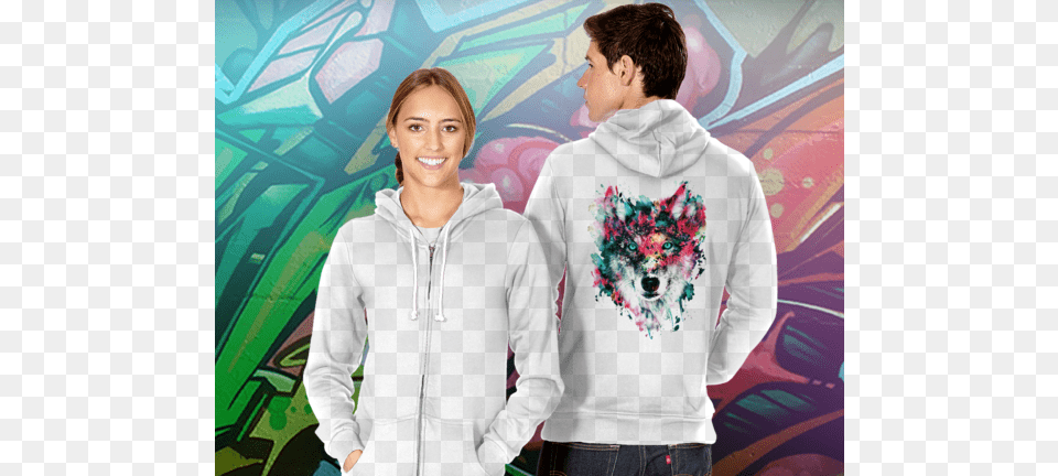 Watercolor Wolf 39wolf Ii39 Graphic Art Print On Canvas East Urban Home, Clothing, Sweater, Knitwear, Hoodie Free Transparent Png