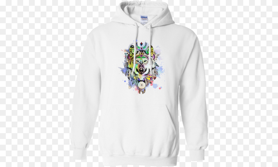 Watercolor Wolf Hoodie Hoodie, Clothing, Knitwear, Sweater, Sweatshirt Free Transparent Png