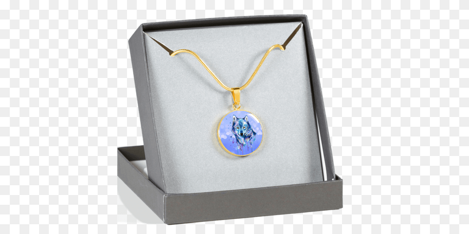 Watercolor Wolf Pendant Necklace Necklace, Accessories, Jewelry, Gemstone, Locket Png