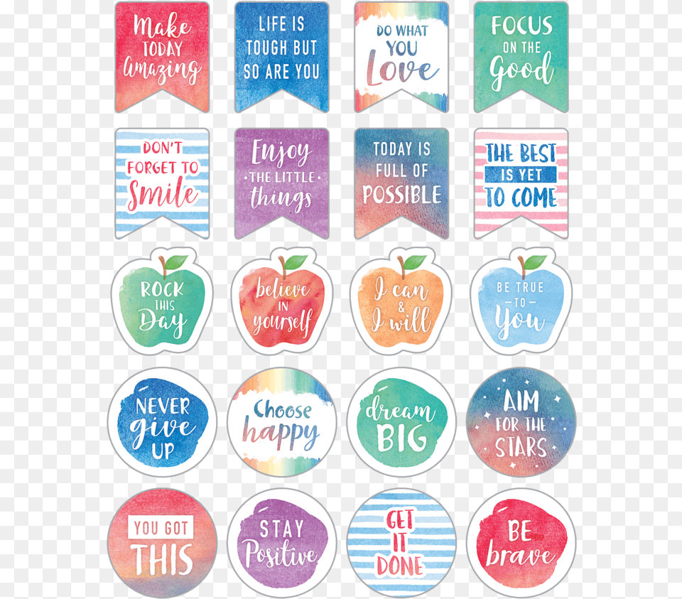 Watercolor Words To Inspire Planner Stickers Watercolor Planner Stickers, Book, Publication, Sticker, Text Png Image