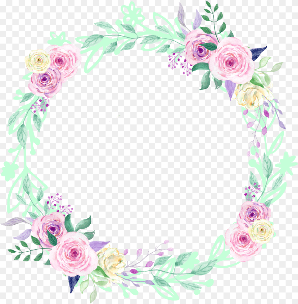 Watercolor Wreath Flowers Floral Decorative Garden Roses, Art, Floral Design, Flower, Graphics Png Image