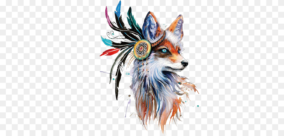 Watercolorpainting Watercolor Watercolorart Fox Indianf Fox Drawing Art, Animal, Invertebrate, Spider, Mammal Free Transparent Png