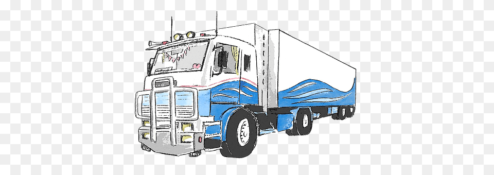Watercolour Trailer Truck, Transportation, Truck, Vehicle Png Image