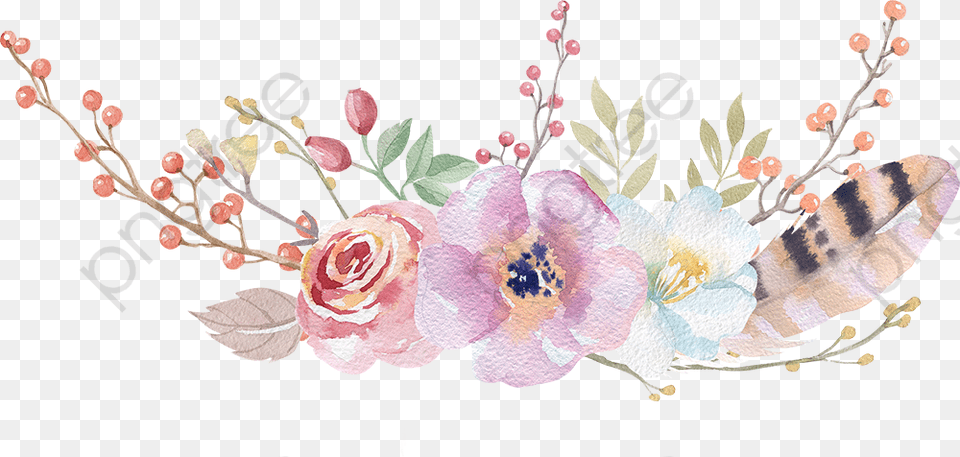 Watercolour Boho Flowers, Pattern, Plant, Art, Floral Design Free Png Download