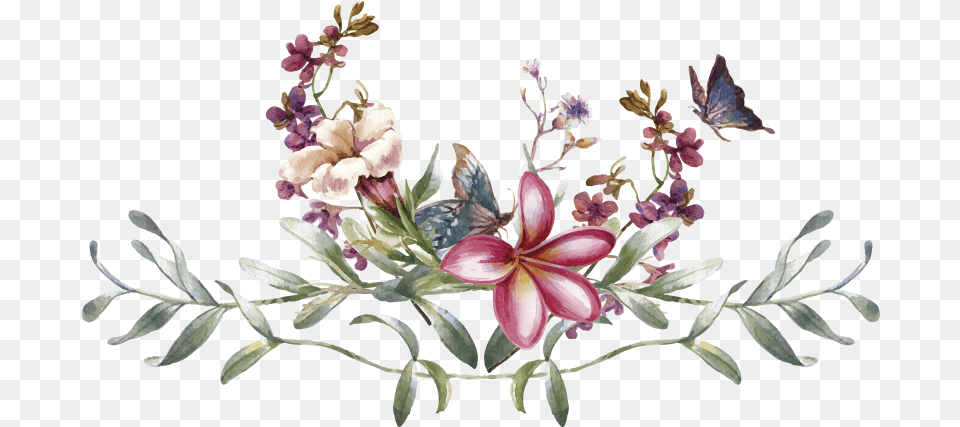 Watercolour Butterfly U0026 Flowers Flower Wall Decal Blommor Med Vit Bakgrund, Plant, Flower Arrangement, Pattern, Graphics Png