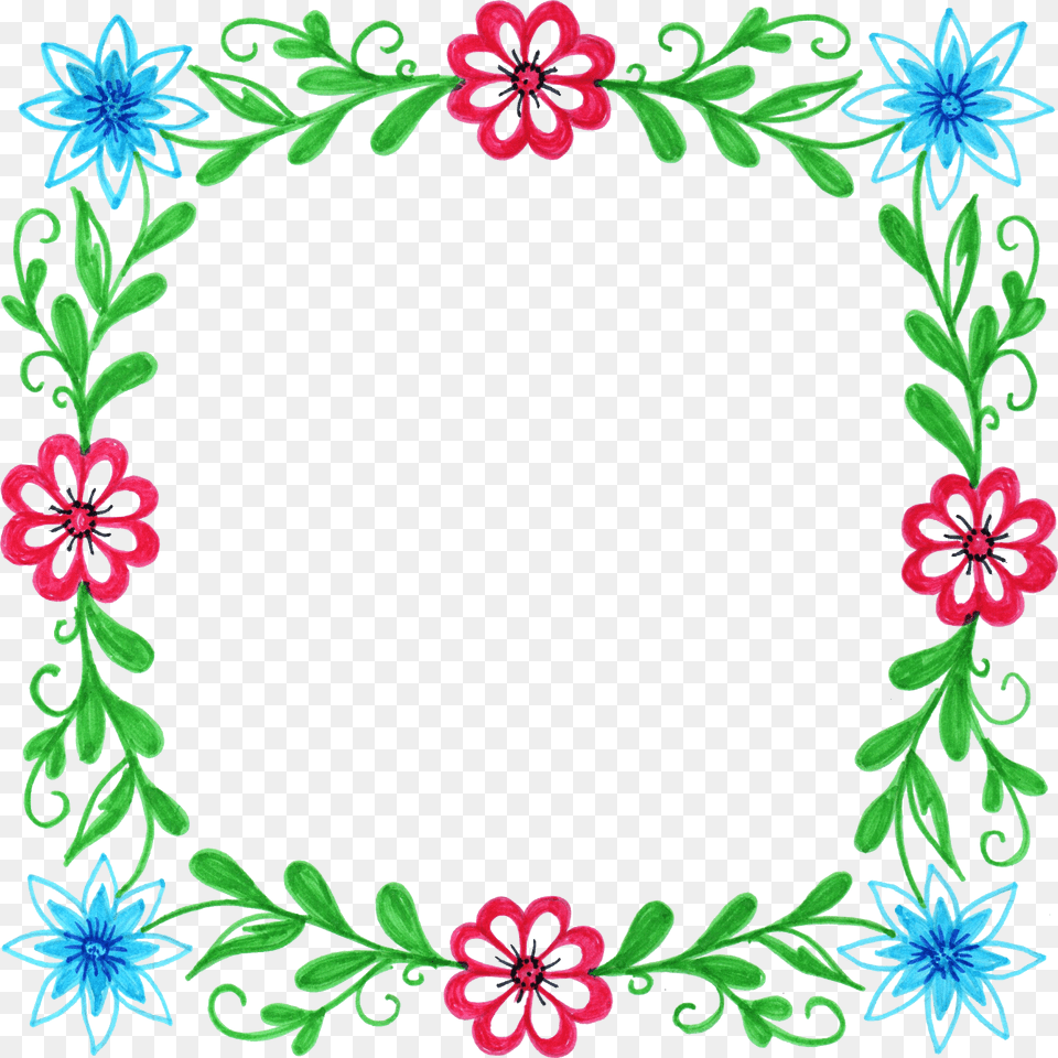Watercolour Flower Frame Border Clip Art Graphic Design Frame Border Cartoon Flower, Floral Design, Graphics, Pattern, Plant Png Image