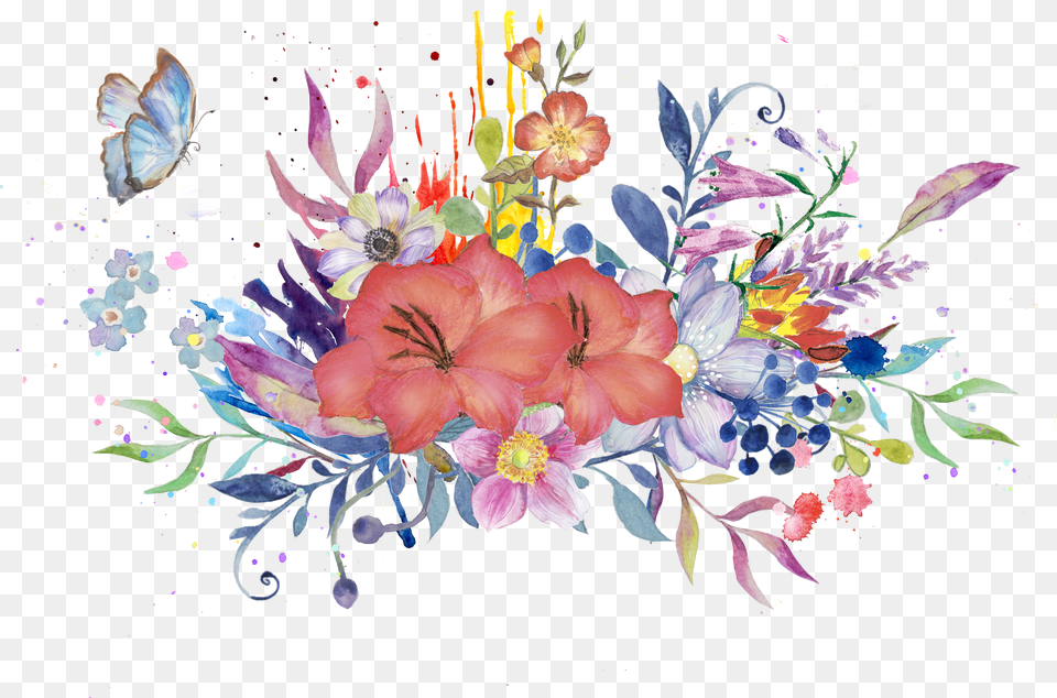 Watercolour Flowers, Logo, Disk Png