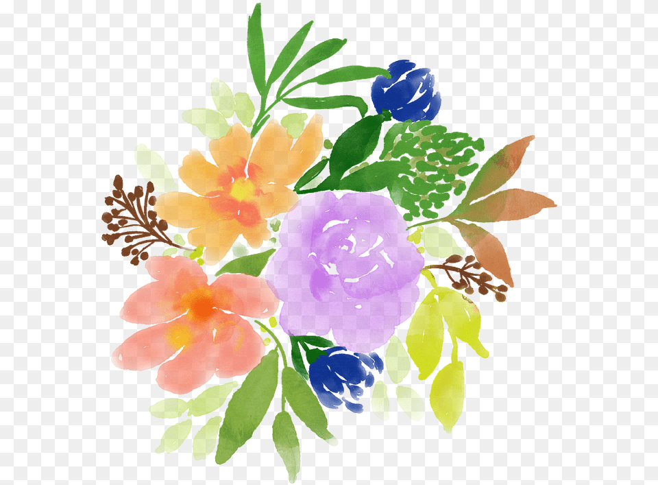 Watercolour Flowers Spring Watercolor Nature Floral Watercolor Painting, Art, Pattern, Graphics, Flower Bouquet Free Png