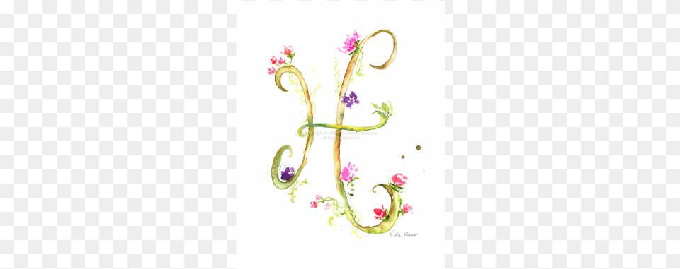 Watercolour Letter H Monogram, Art, Floral Design, Graphics, Pattern Png Image