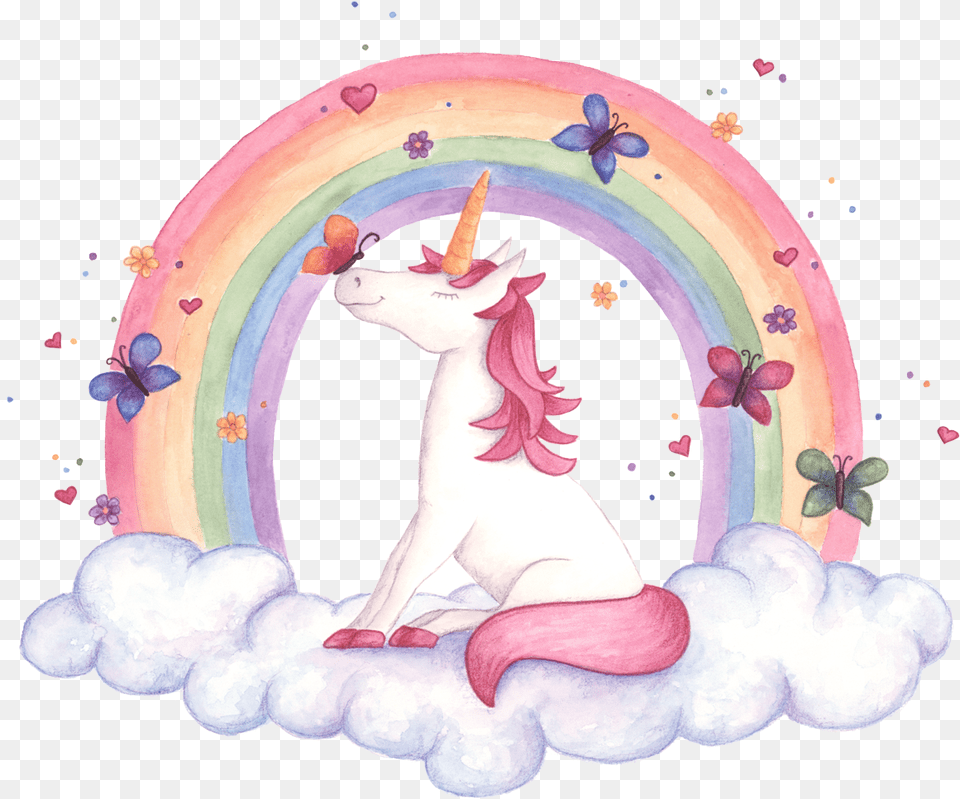 Watercolour Painting Unicorn, Animal, Bird, Chicken, Fowl Png Image