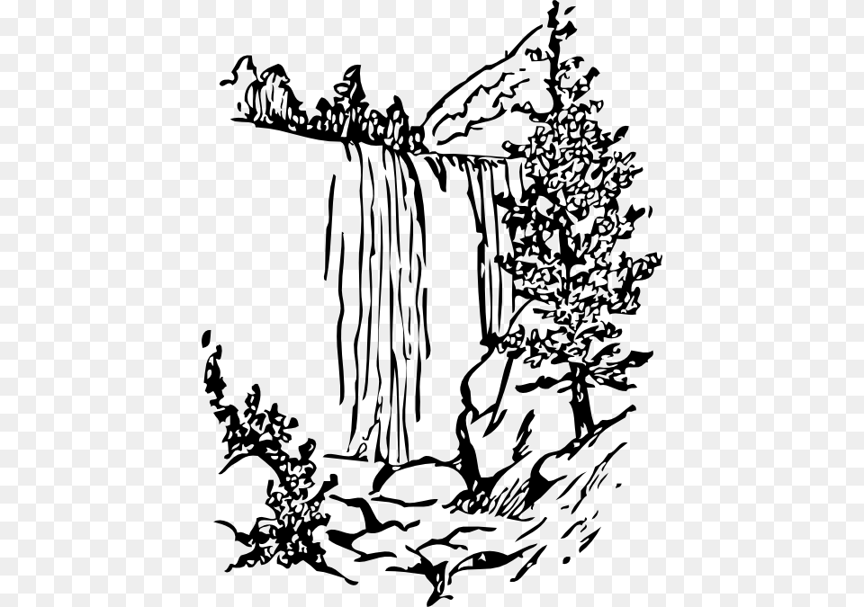 Waterfall, Art, Drawing, Plant, Tree Free Transparent Png