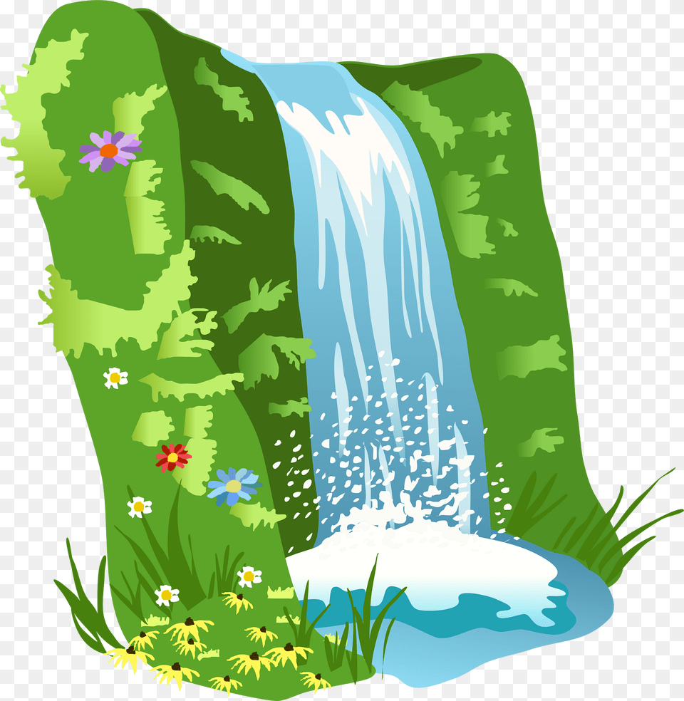 Waterfall Clipart, Vegetation, Plant, Water, Outdoors Png Image