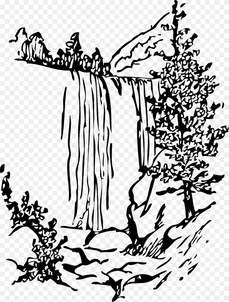 Waterfall Clipart Black And White, Art, Drawing, Doodle Free Transparent Png