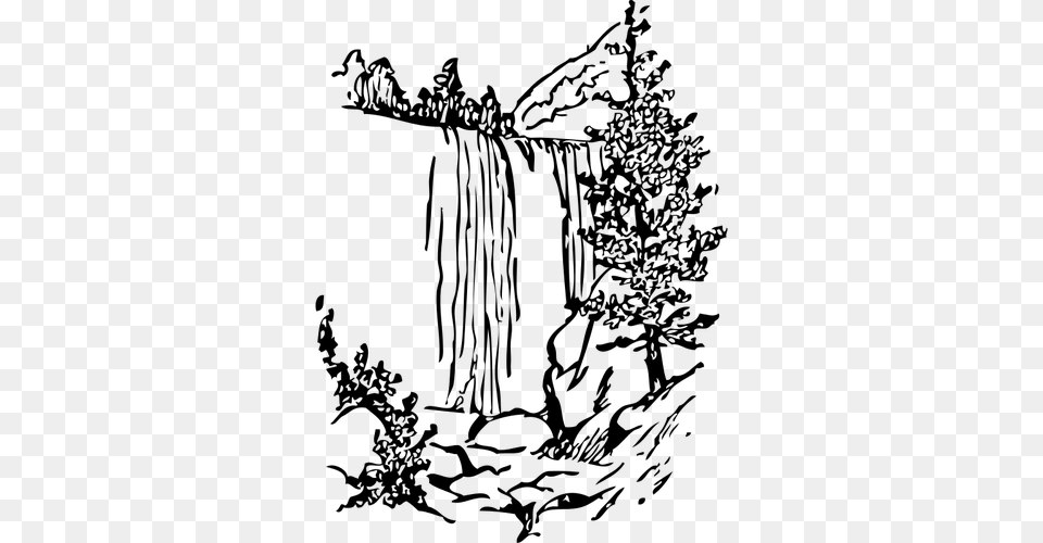 Waterfall Clipart Public Domain Vectors Waterfall Clip Art Black And White, Gray Png Image